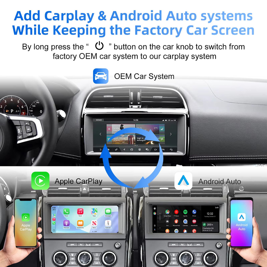 ANYFAR Drahtloses CarPlay und Android Auto Retrofit Kit für Jaguar XE XF F-Type 2016–19 mit 8 Zoll oder 10,25 Zoll Bildschirm unter Beibehaltung der OEM-Steuerung - Bild 4