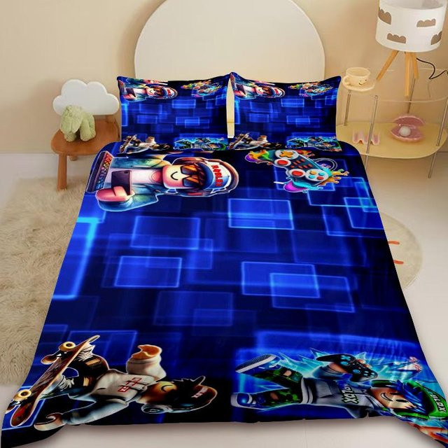 Roblox 3-teiliges Bettwäsche-Set für Kinder und Jugendliche, Blau, Microfaser, B/H: 200 x 230 cm - Bild 1