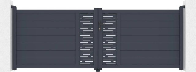 Casanoov Flügeltor Arlberg Aluminium Grau & Schwarz mit Ranger B150 Motorisierung, B/H: 355 x 120 cm - Bild 1