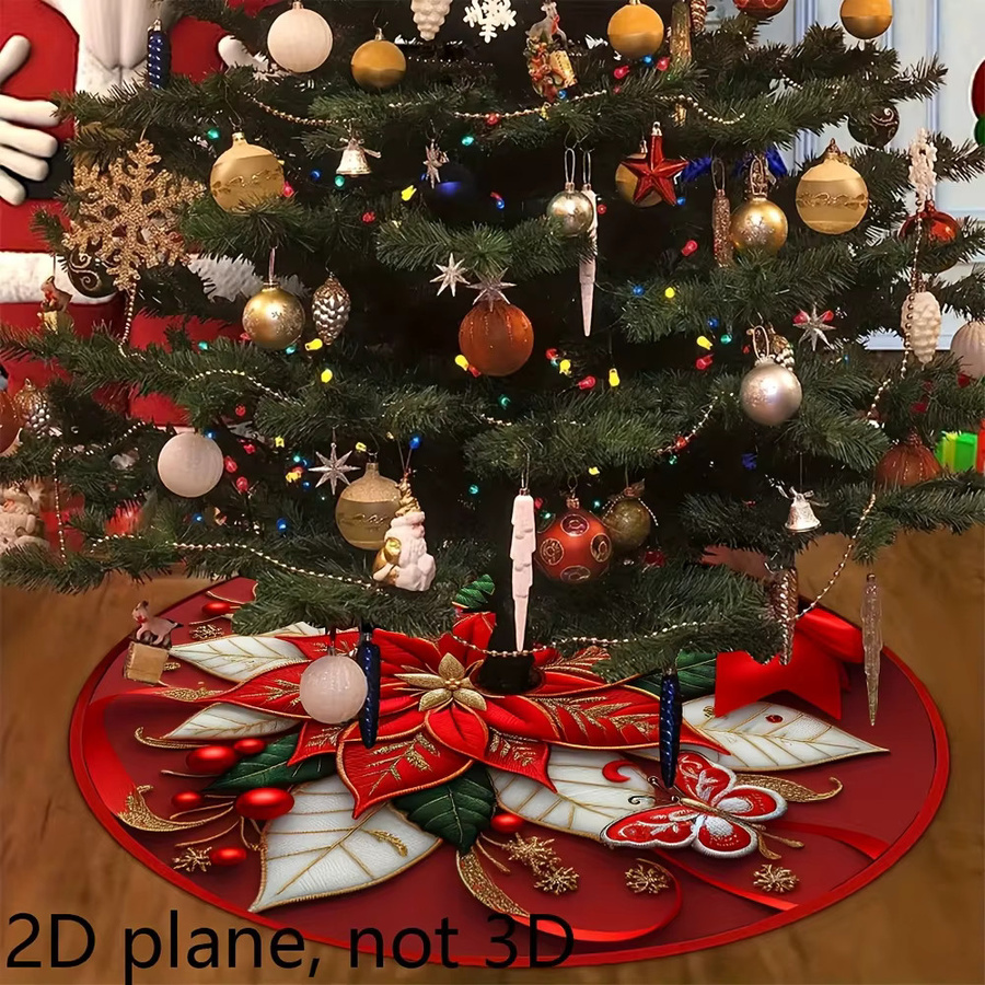 VIKAMA Weihnachtsbaumrock in Rot mit Cartoon-Druck im Bauernhaus-Stil - Bild 3