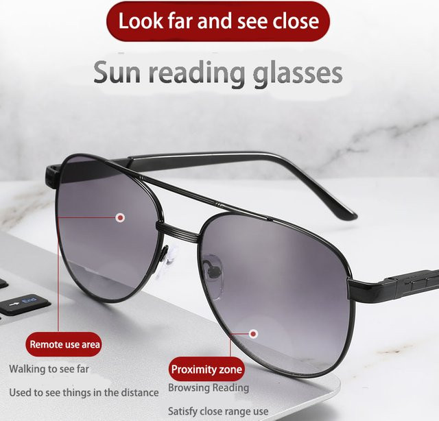 Shatar Look Lesebrille, Aviator, Vollrand, Metall, Schwarz, Unisex - Bild 1