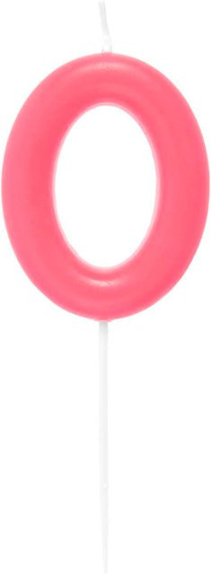 Rico Design Zahlenkerze 0 für deinen Geburtstag in Neon Pink aus Paraffinwachs - Bild 1