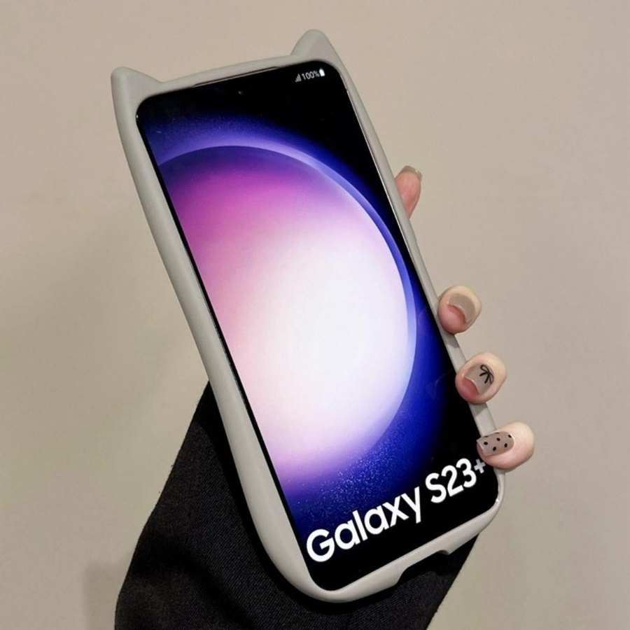 Transparente Silikon Hülle mit Katzenohren für Samsung Galaxy S26 S25 Ultra S26 Plus S23 Plus in Lila - Bild 1