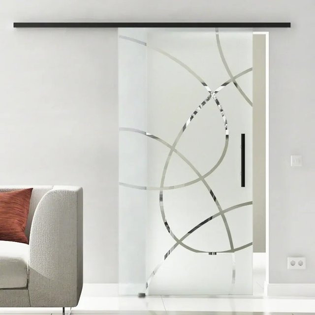 Levidor Glasschiebetür Komplettset Essen in Schwarz mit Stangengriff, B/H: 90 x 217,5 cm - Bild 1