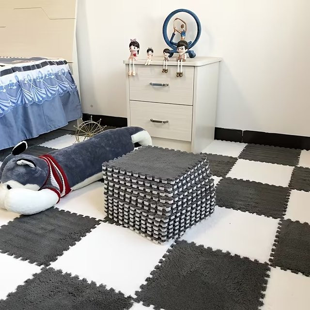 DHDH 16-teilige Baby-Spielmatte aus EVA-Schaumstoff in Pink, rutschfester und weicher Plüschteppich für Wohnzimmer und Schlafzimmer - Bild 1