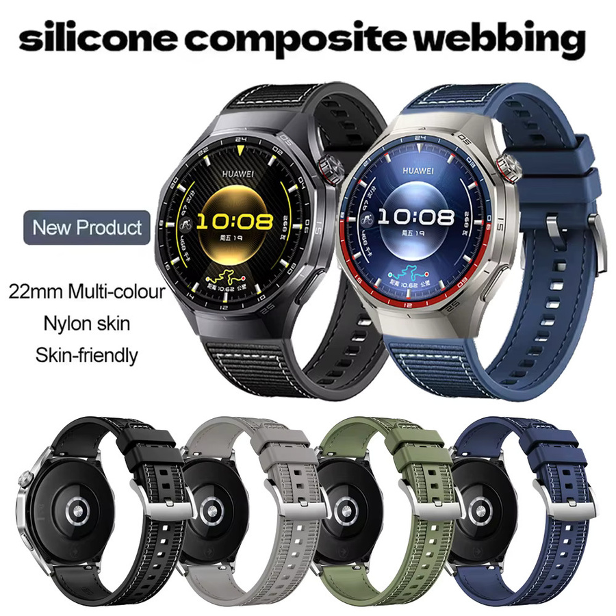 Huawei Uhrenarmband Silikon, 22 mm, Schwarz, Unisex - Bild 4