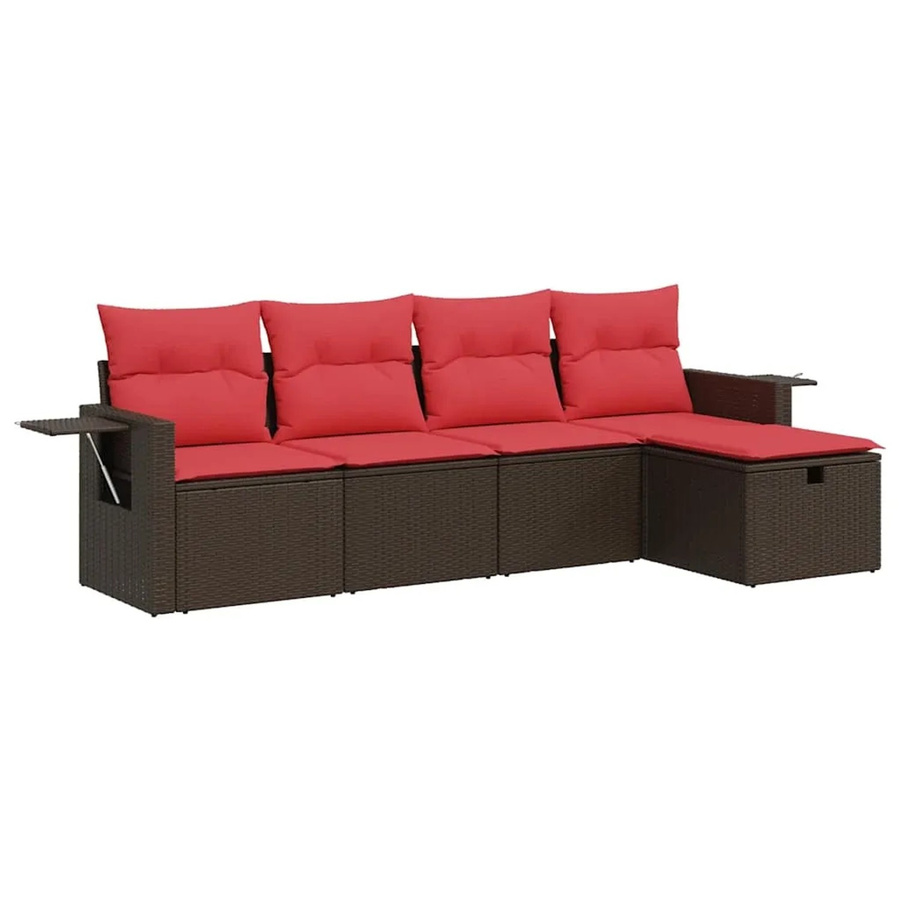 vidaXL 5-tlg Garten-Sofagarnitur aus braunem PE-Rattan mit Sitzkissen und Stauraum - Bild 2