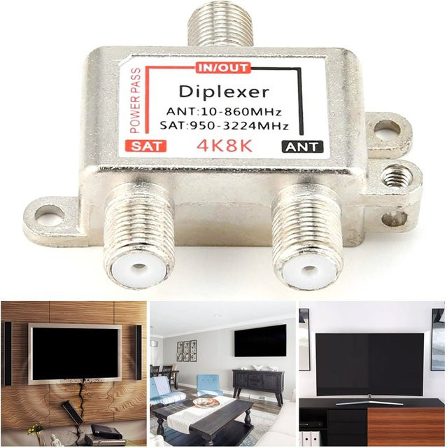 OEING 2 in 1 Satellite Splitter Diplexer für 4K und 8K TV Signal Trennung in Weiß und Silber - Bild 1