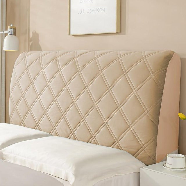 Morse Samt-Kopfteilbezug gesteppt in Beige, Breite: 150 cm - Bild 1