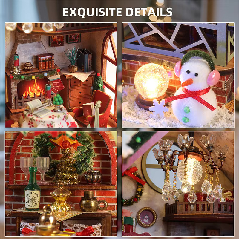Battoom Weihnachten Puppe Haus Montage Modell, 3D Cartoon Puzzle, Bunt / Mehrfarbig - Bild 5