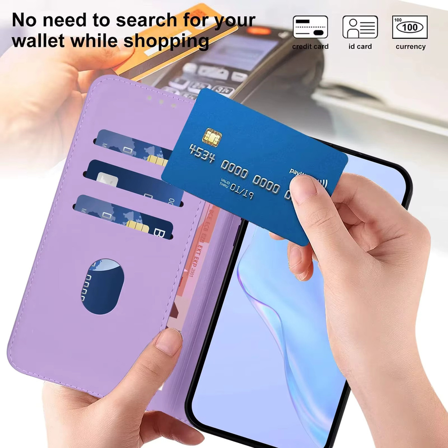 PU Leder Flip Hülle für Samsung Galaxy A14 A24 A34 A54 A15 A25 A35 A55 A16 A26 A36 A56 A17 A37 A57 Brieftasche Abdeckung in Purple - Bild 4