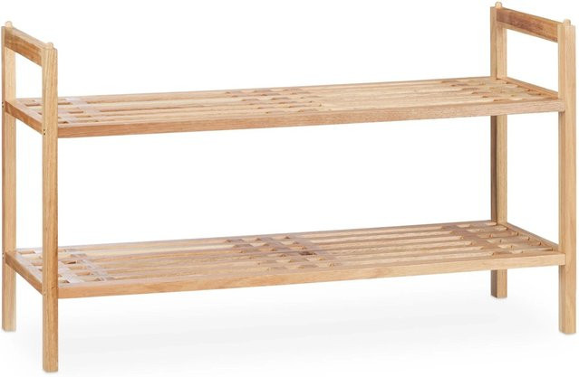 Relaxdays Schuhregal aus Walnussholz in Braun, stapelbar, B: 69 cm, H: 41 cm, T: 27 cm - Bild 1