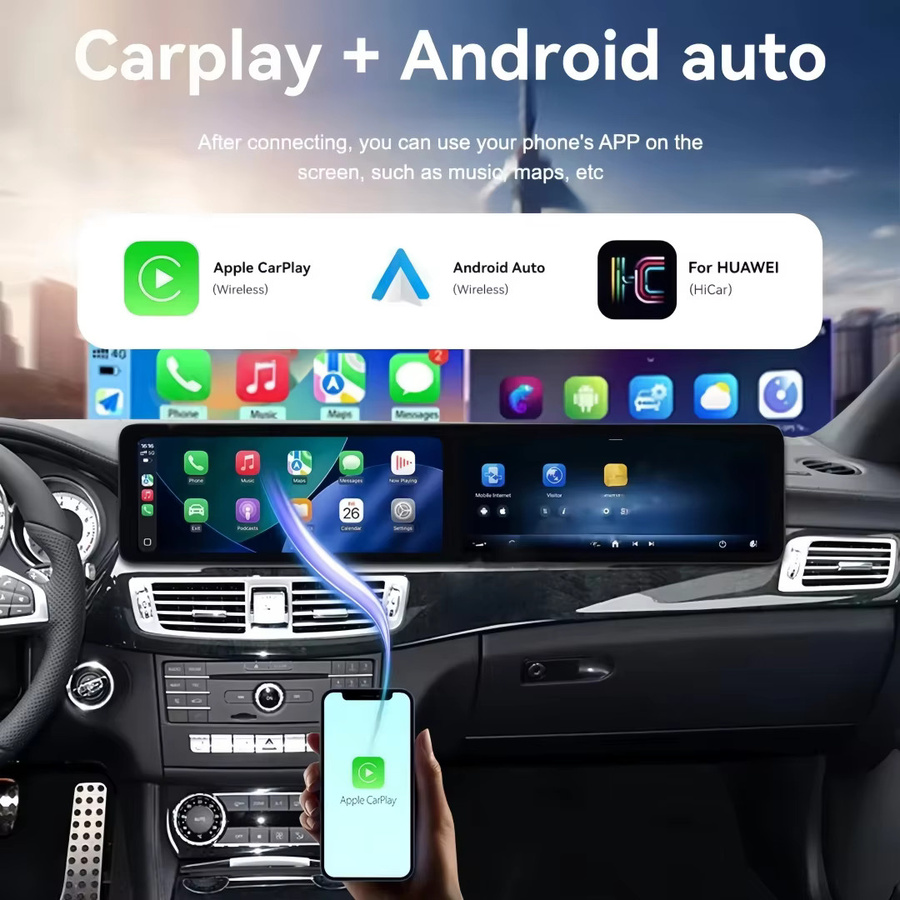 YANFU Android Carplay GPS-Navigation mit zwei Bildschirmen und Multimedia-Player für Mercedes Benz CLS-Klasse W218 X218 2012-2017 Rechtslenker, 25,6 Zoll, Schwarz - Bild 4