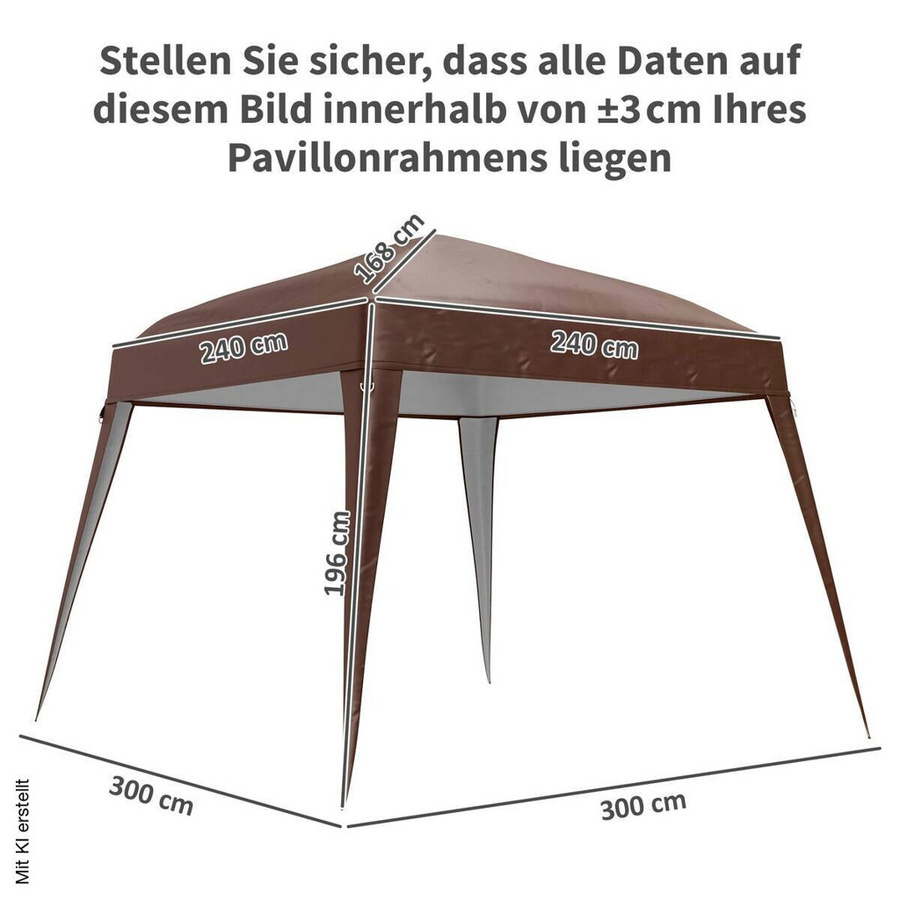 Outsunny Ersatzdach aus Polyester in Braun mit UPF 50+, B/H/L: 300 x 1 x 300 cm - Bild 3