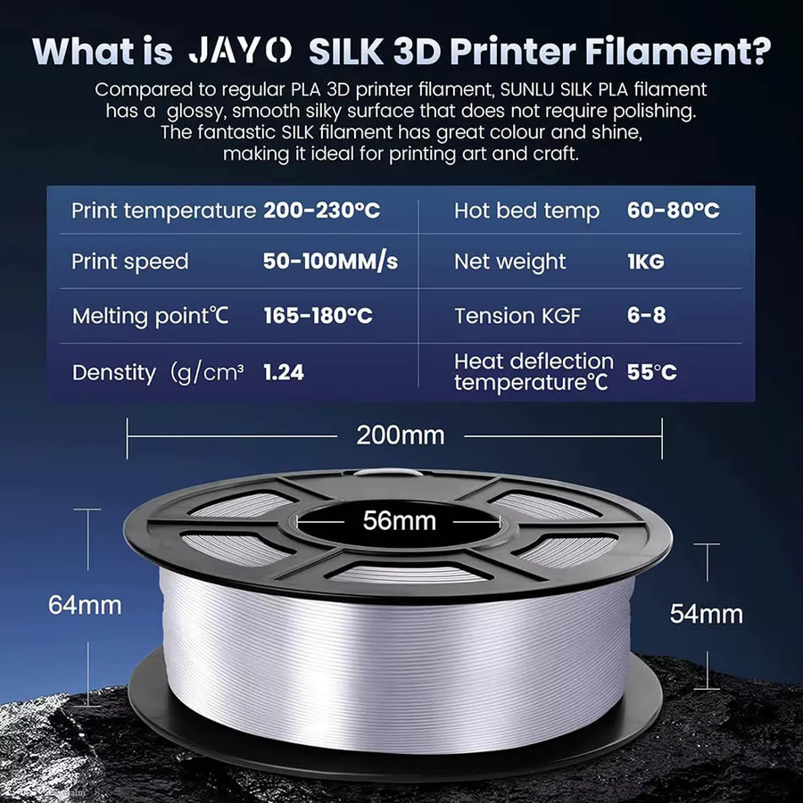 JAYO PLA Plus Seide Filament Gold, 5 Rollen à 1 kg, 1,75 mm für FDM 3D-Drucker - Bild 2
