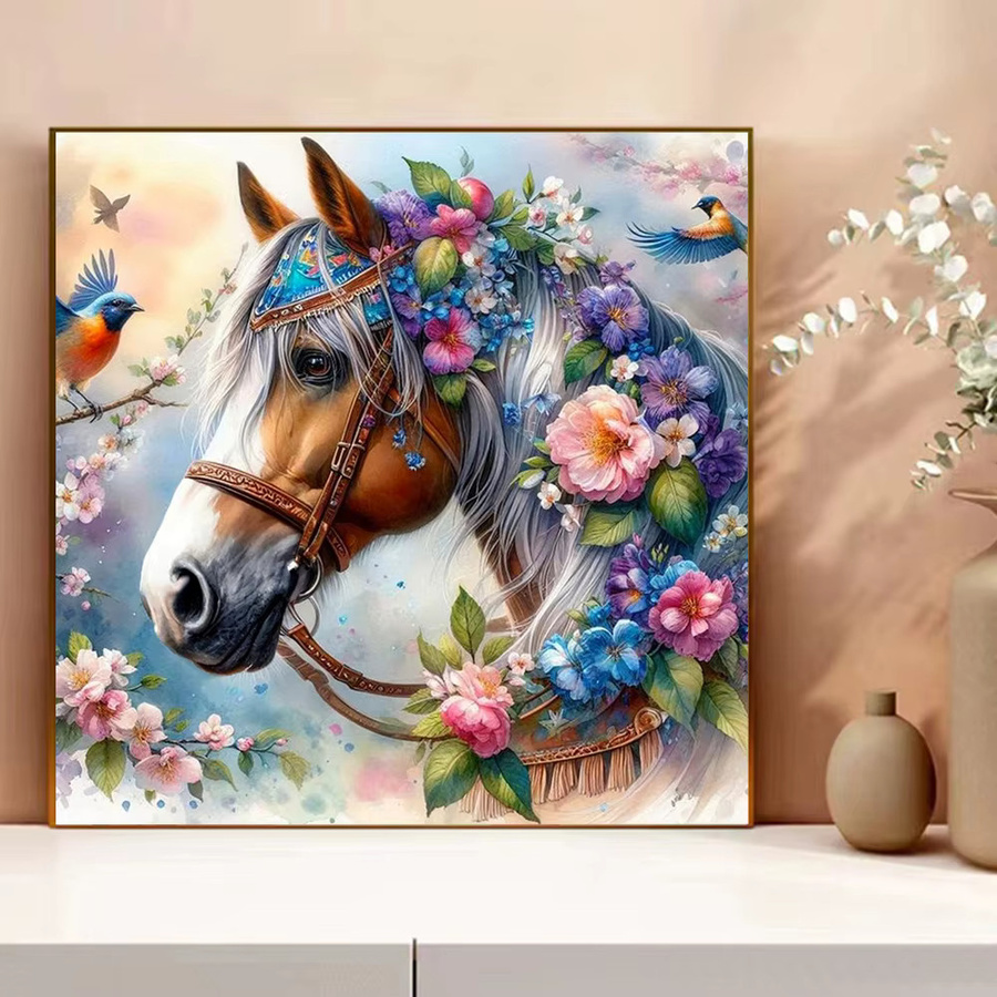 Evershine Kreuzstich-Set Pferd und Blumen Wandkunst in Multicolour, B/H: 30 x 30 cm - Bild 3