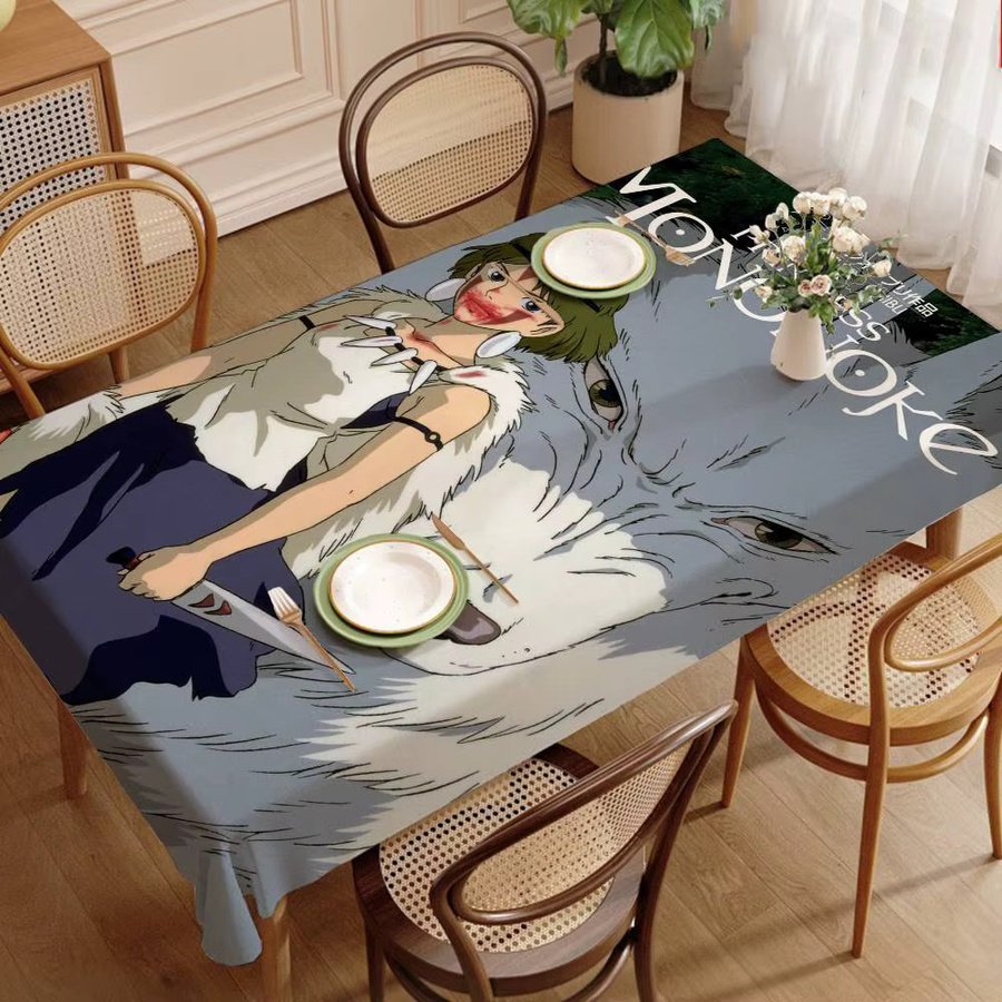 Potdemiel Rechteckige Tischdecke mit Anime-Motiv, Wasserabweisend und Schmutzabweisend, Mehrfarbig - Bild 2