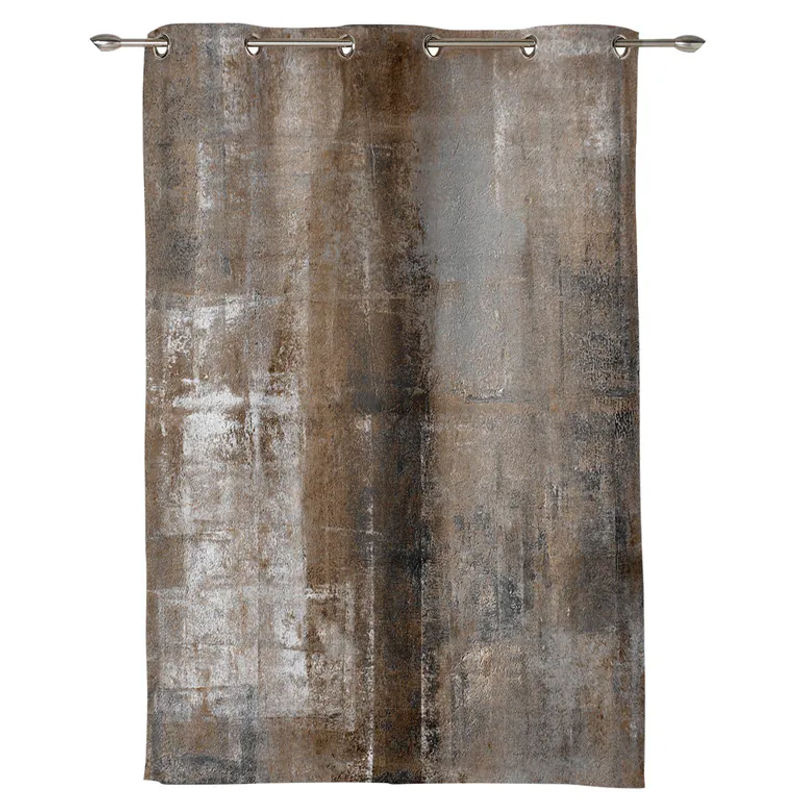 Binchi Outdoor Equipment Raffgardine im Vintage Country Style mit abstraktem Ölgemälde-Motiv, halbtransparent, Farbe: Braun, B: 135 cm, H: 245 cm - Bild 2