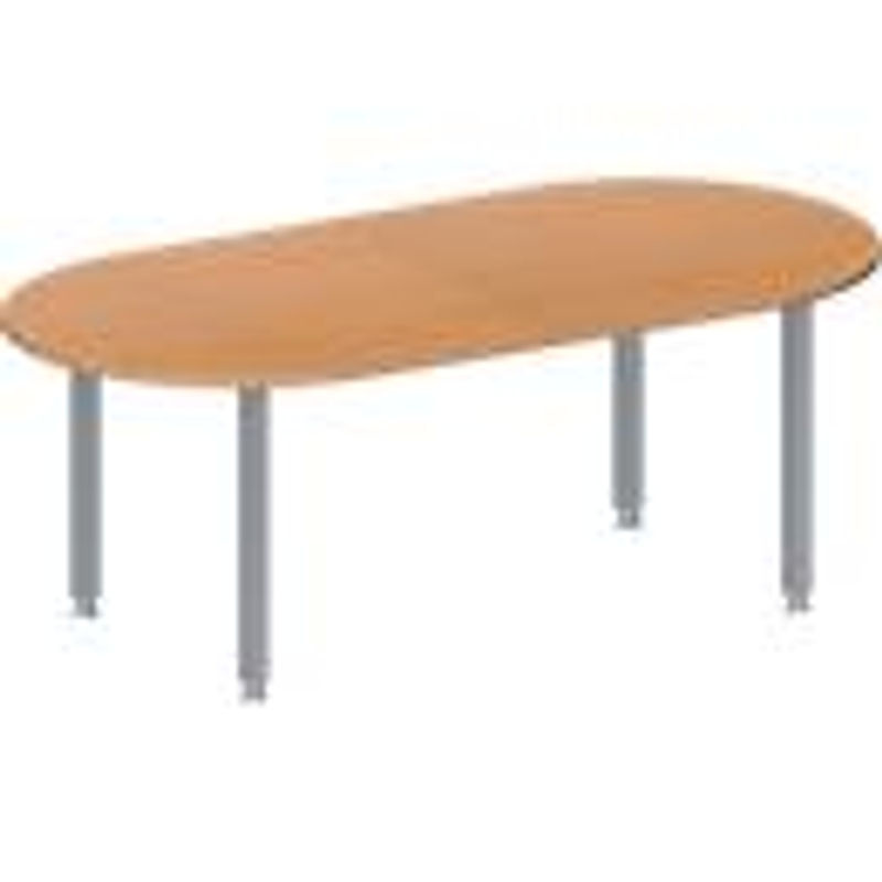 Schäfer Shop Genius Konferenztisch MODENA FLEX, oval, höhenverstellbar und erweiterbar, Buche/weißaluminium, B: 200 cm, T: 100 cm, H: 72-84 cm - Bild 2