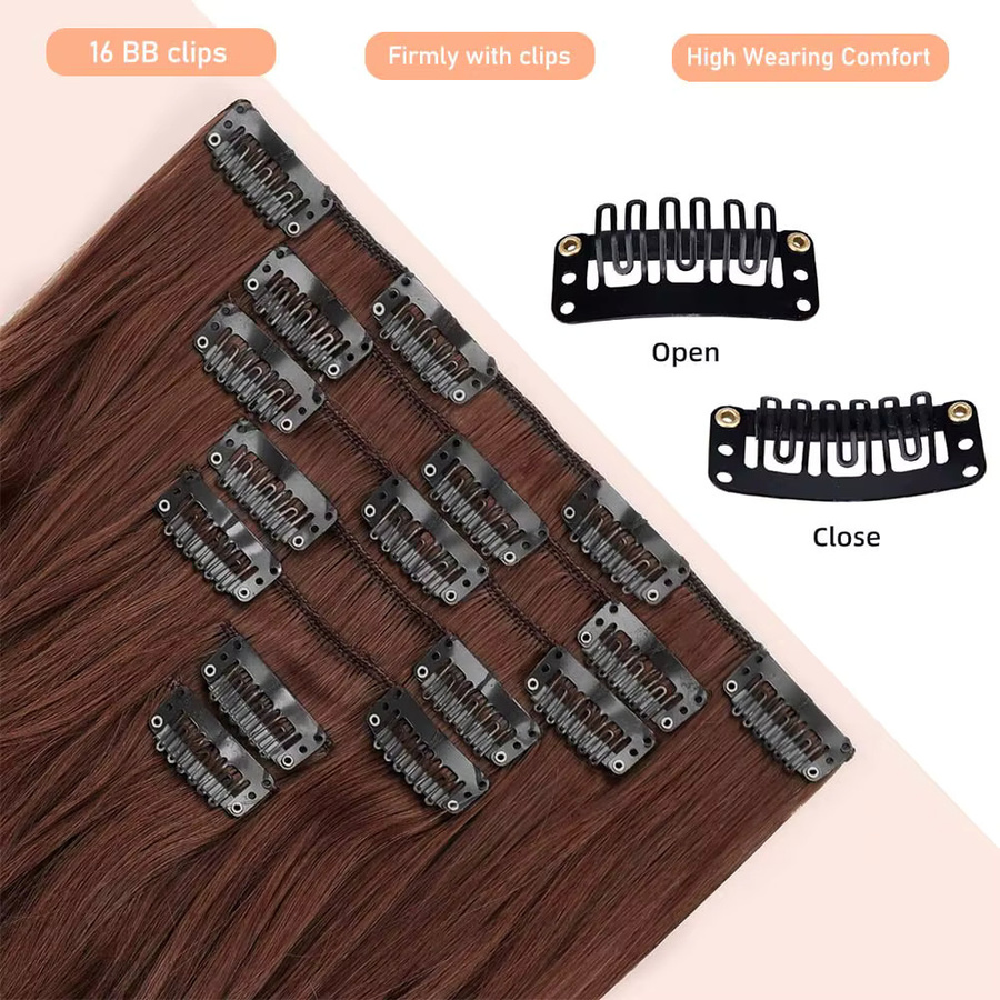 Refeeny Clip-In Haarverlängerungen, 7-teiliges Set, lange lockige Wellen, 22 Zoll - Bild 2