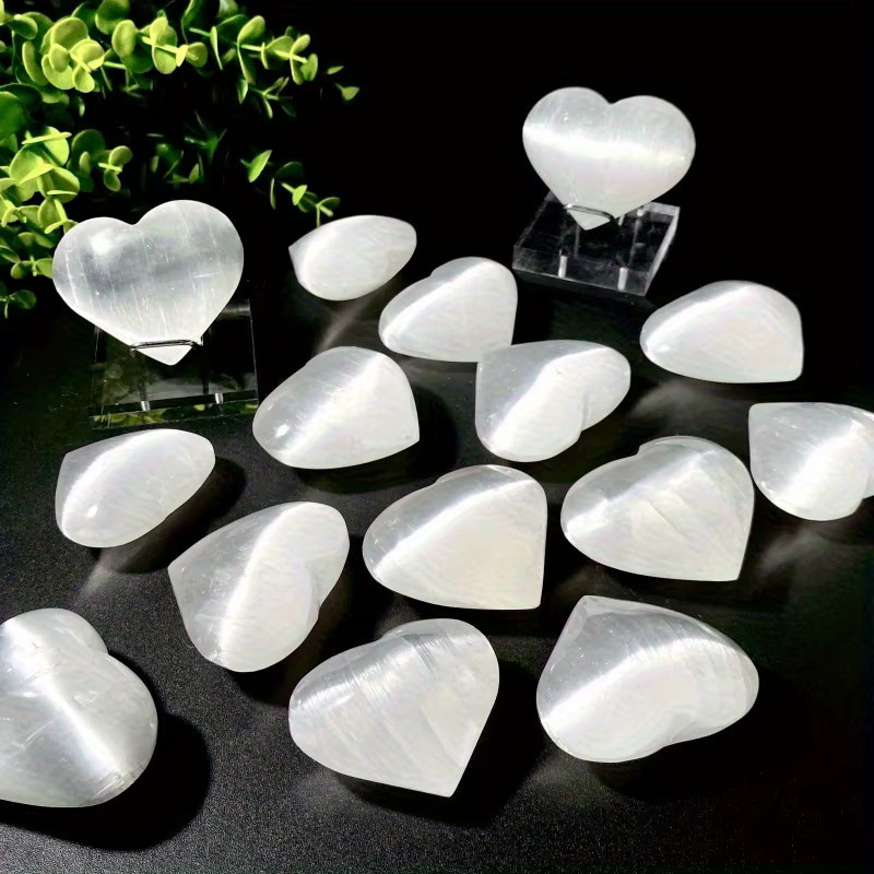 CrystalHola Selenit-Herzkristall in Weiß, natürlicher milchiger Stein für deine Heimdekoration - Bild 4