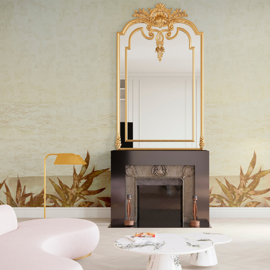 Nobilis Mural Akita Wandtattoo in Braun und Beige mit floralem Vintage-Design - Bild 1