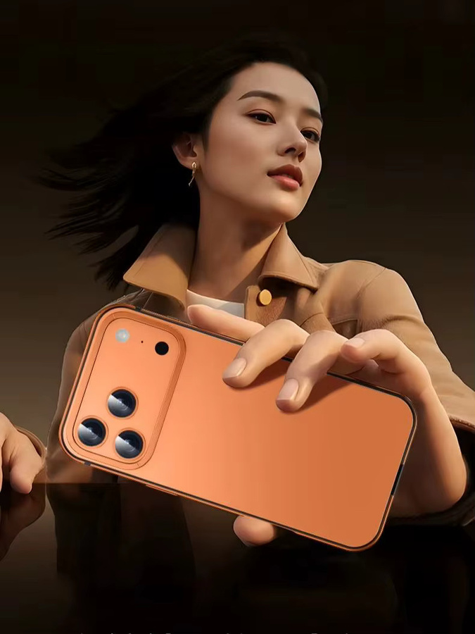 Apple Originalhülle für iPhone 16 und 15 Pro Max mit ultradünnem Aluminiumlegierungsrahmen und matter Rückseite in Weiß und Orange - Bild 6
