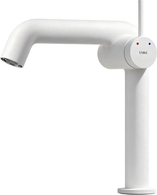 Emke Waschtischarmatur Mischbatterie für das Bad in Weiß Matt, Einhebelmischer, wassersparend, B/T/H: 22,2 x 20,0 x 7,6 cm - Bild 1