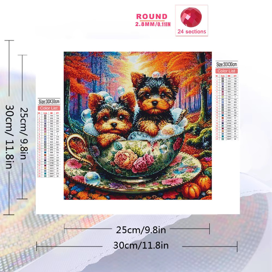 Momoart Diamant-Stickerei Set mit Hunde-Motiv, DIY Kreuzstich-Mosaik in Multicolour, B/B/B: 20 x 20 x 20 cm - Bild 2