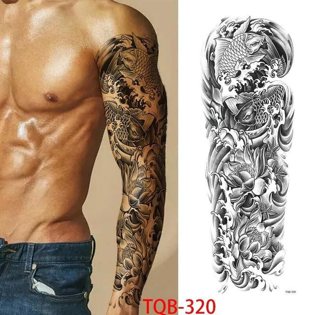 Temporäre Tattoo-Ärmel Flower Love, Unisex - Bild 1
