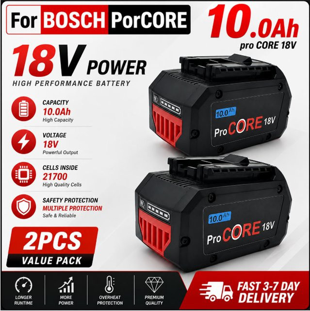 Bosch Pro Core 18V 10,0Ah Lithium-Ionen-Akku GBA18V80 in Schwarz für kabellose Elektrowerkzeuge und Bohrmaschinen - Bild 1