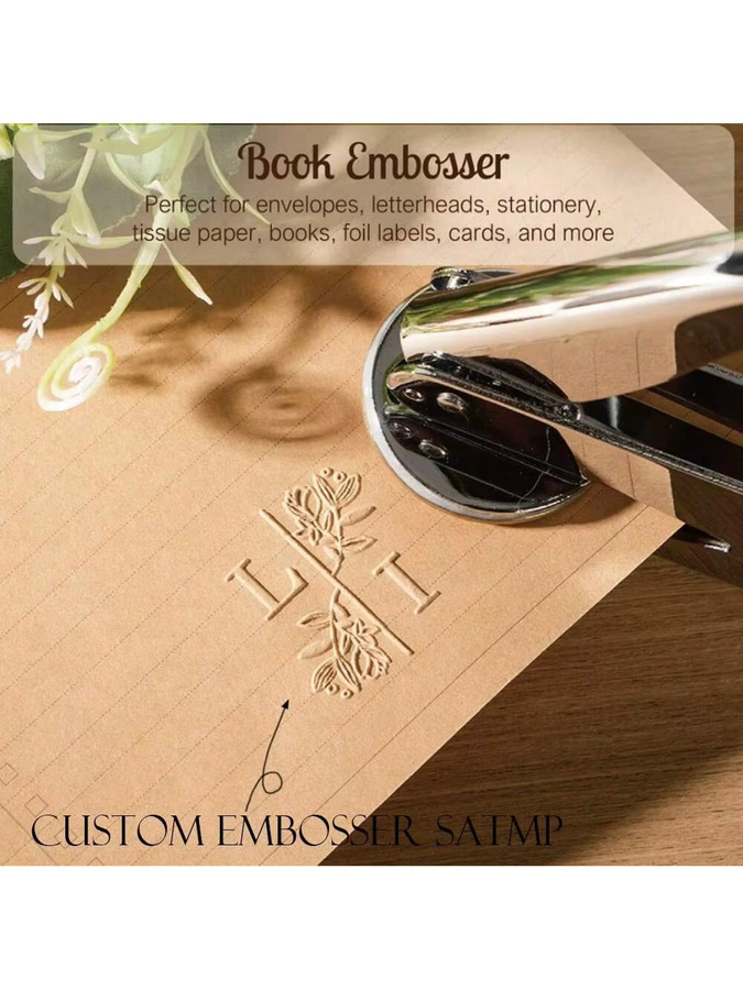 Personalisierter Buch-Embosser aus Metall in Silber als individueller Ex Libris Bibliotheksstempel - Bild 3