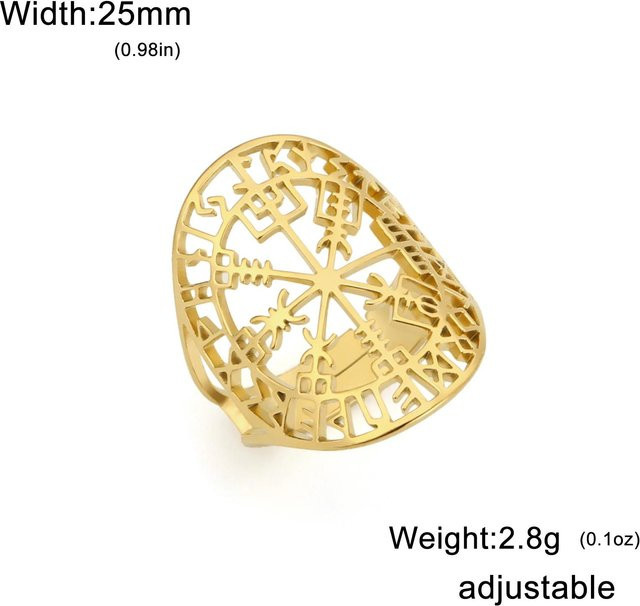 Vegvisir Ring, Edelstahl, Gold, Unisex, Vintage - Bild 1