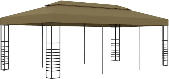 vidaXL Gartenpavillon aus Stahl und Polyester in Taupe, B/T/H: 6 x 3 x 2,7 m - Bild 1