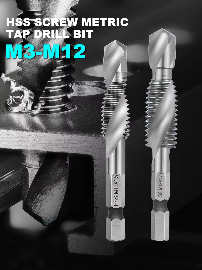 XCAN HSS Gewindebohrer mit Sechskantschaft und Spiralnut in Silber für metrische Gewinde M3 bis M12 - Bild 5