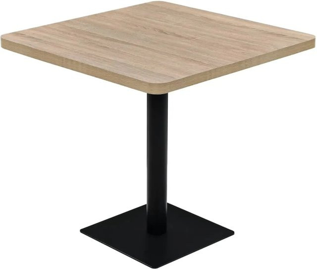 vidaXL Bistrotisch quadratisch aus MDF und Stahl in Eichenoptik, B/T/H: 80 x 80 x 75 cm - Bild 1