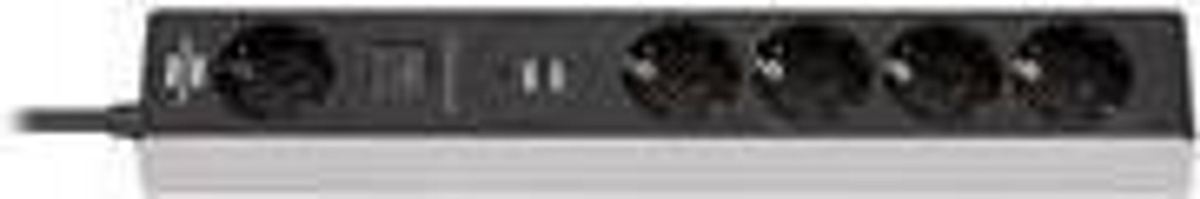 Brennenstuhl Steckdosenleiste 5-fach mit Schalter, 1x USB-C Power Delivery, 2x USB-A, 45W, grau/schwarz - Bild 2