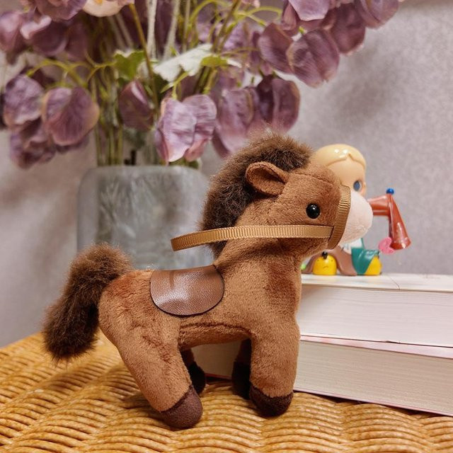 Linyi toy Pferd Mini Anhänger Schlüsselanhänger Plüschtier, braun - Bild 1