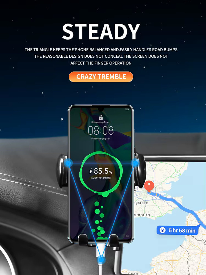 Navigationsbildschirm-Telefonhalterung für Nissan Patrol 2023-2024 in Schwarz - Bild 3
