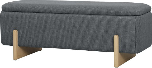 HOMCOM Sitzbank mit Stauraum in Dunkelgrau mit Leinenoptik und Holzbeinen, B/T/H: 111 x 44 x 44,5 cm - Bild 1