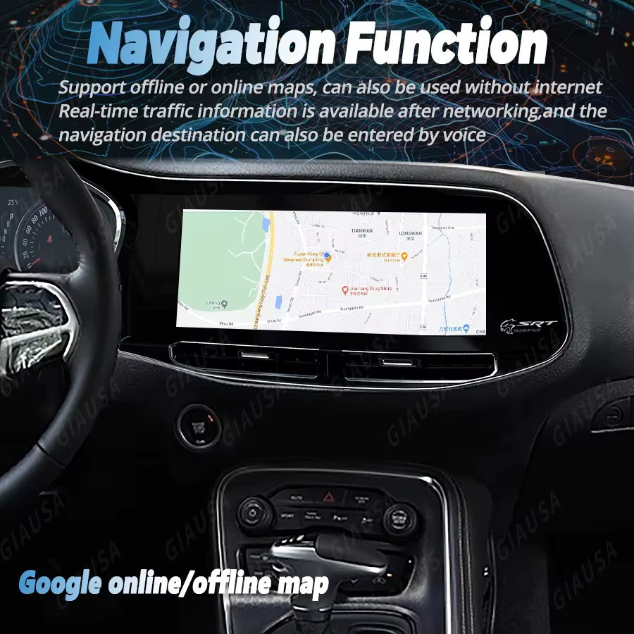 YANFU Android 13 Autoradio mit CarPlay und GPS Navigation für Dodge Challenger Charger SRT Hellcat 2010-2024, Multimedia Stereo Head Unit, Schwarz - Bild 4
