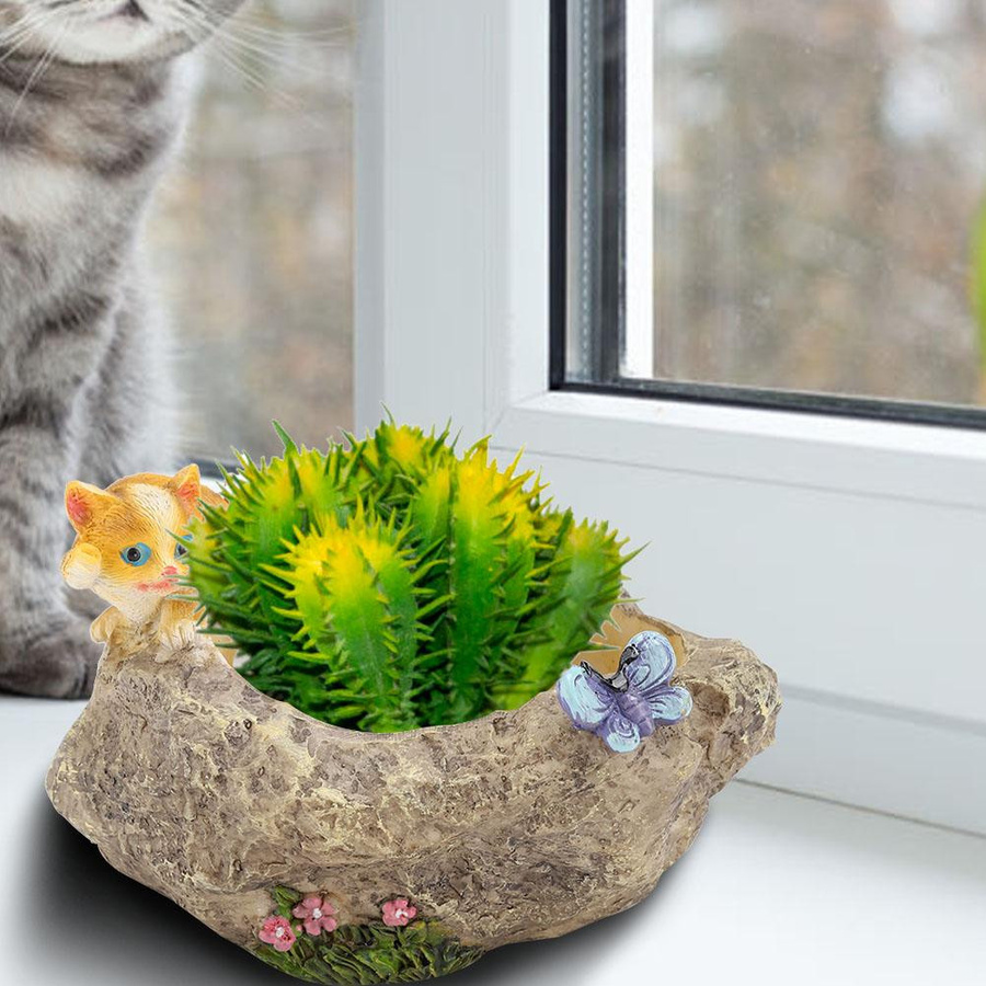 KaiSai Mini Harz Blumentopf mit Cartoon Tierform in Multicolor als Desktop Sukkulenten Pflanztopf Ornament - Bild 3