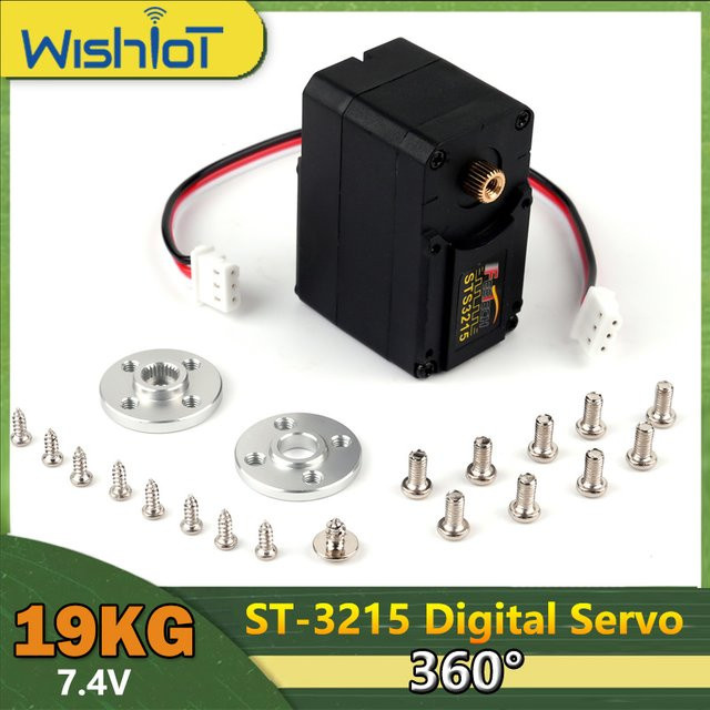wishiot STS3215 19KG Servo Dual Achse 360 Grad Motor, Schwarz - Bild 1