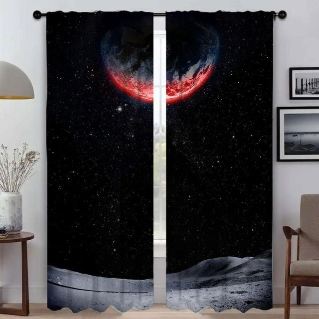 E-EvangelionS Shades Moderne Wohnzimmervorhänge für Halloween-Dekoration, 2 Stück, Schwarz, Breite: 50 cm, Höhe: 70 cm - Bild 1