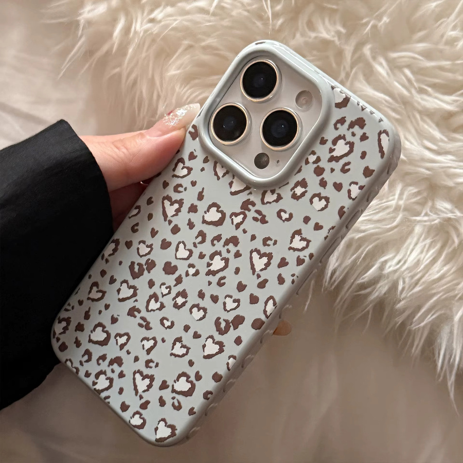MUQGEW Handyhülle mit blauem Leopardenmuster und Herzdesign für iPhone 12 bis iPhone 17 Pro Max, stoßfeste Schutzhülle - Bild 3