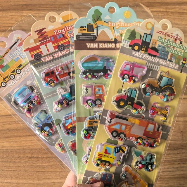 Sticker Story Store Baufahrzeug-Shaker-Aufkleber, 4er-Pack, glitzernd - Bild 1
