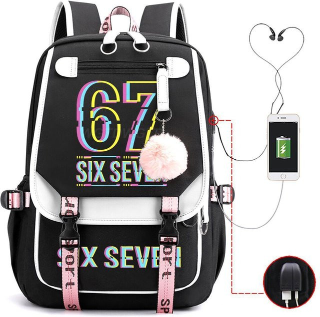3-teiliges Schulrucksack-Set in Schwarz aus Oxford-Stoff mit großem Fassungsvermögen inklusive Federmäppchen und Schultergurt - Bild 1