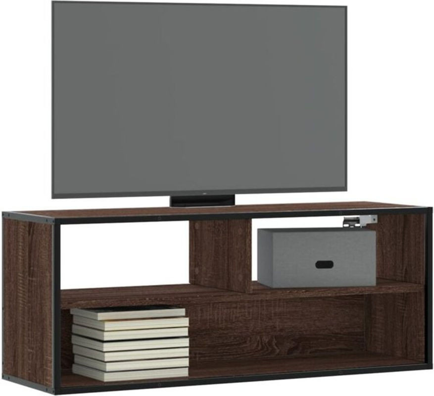 Vidaxl TV-Schrank im Industrial Design aus Holzwerkstoff und Metall, Braun, B: 100 cm, T: 31 cm, H: 39,5 cm - Bild 1