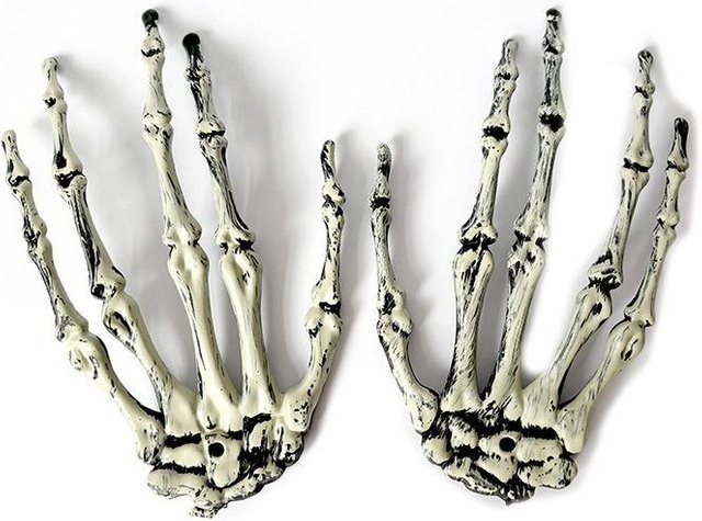 Fashnics Paar Skeletthände in Lebensgröße aus Kunststoff, beige Halloween-Requisiten zur Dekoration - Bild 1