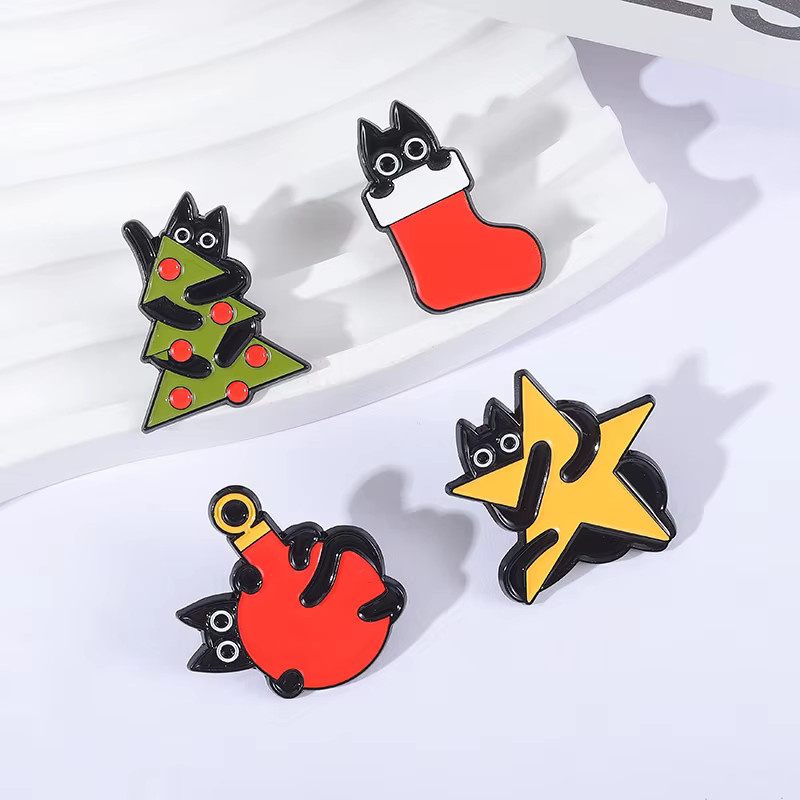 QIHE JEWELRY Brosche Katze Emaille, Schwarz, Kinder - Bild 3